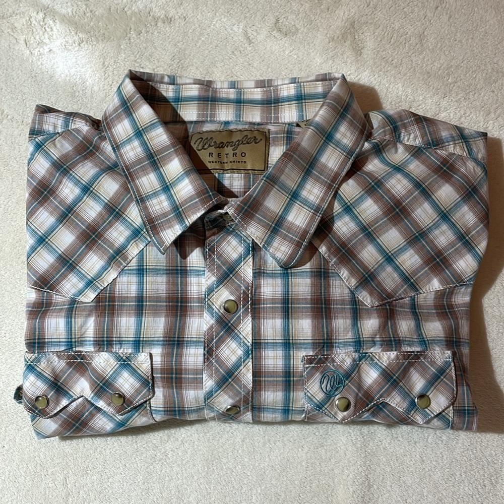 WRANGLER MENS RETRO 3XL WESTERN PEARL SNAP LONG SLEEVE SHIRT - Picture 7 of 8